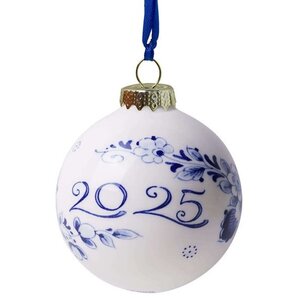 Heinen Delfts blauw Delfts blauw gedecoreerde kerstbal 2025