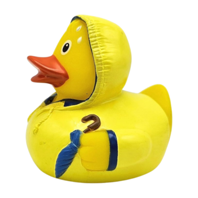 Typisch Hollands Rubber duck - in raincoat with umbrella