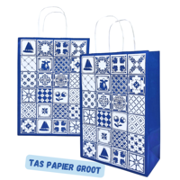Typisch Hollands Papieren geschenktas  Delfts blauw   - Groot