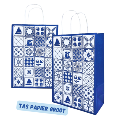 Typisch Hollands Paper gift bag Delft blue - Large
