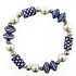 Heinen Delfts blauw Bracelet - Delft blue - Long, oval flat and white pearls