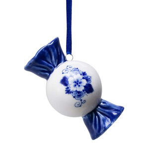 Heinen Delfts blauw Weihnachtsschmuck - Delfter Blau - Bonbon mit Blumenmuster