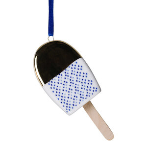 Heinen Delfts blauw Kerstornament - Delfts blauw - IJsje Goud - waterijsje  op stokje