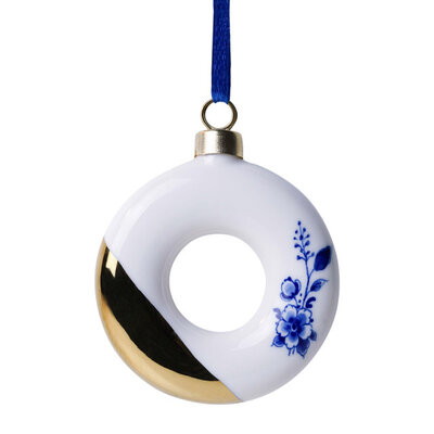 Heinen Delfts blauw Christmas ornament - Delft blue - Gold - Donut