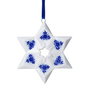 Heinen Delfts blauw Weihnachtsschmuck - Delfter Blau - Stern mit Blumen