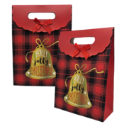 Typisch Hollands Cardboard gift bag - Christmas - Red with gold Christmas bell