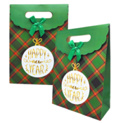 Typisch Hollands Geschenktüte aus Karton - Weihnachten - Grün mit weißer Weihnachtskugel