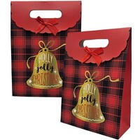 Typisch Hollands Cardboard gift bag - Christmas - Red with gold Christmas bell