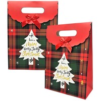 Typisch Hollands Geschenktüte aus Pappe – Weihnachten – Rot mit Weihnachtsbaum