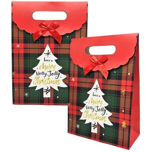 Typisch Hollands Cardboard gift bag - Christmas - Red with Christmas tree