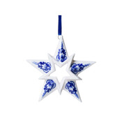 Heinen Delfts blauw Kerstornament - Delfts blauw - Ster met bloemdecoratie