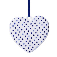 Heinen Delfts blauw Christmas ornament - Delft blue - Heart dots