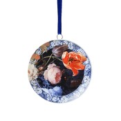 Heinen Delfts blauw Weihnachtsschmuck - Anhänger rund - Florales goldenes Zeitalter