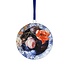 Heinen Delfts blauw Kerstornament - hanger rond -  Bloemen gouden eeuw