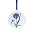 Heinen Delfts blauw Kerstornament - hanger rond -  Delfts blauwe tulp