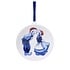 Heinen Delfts blauw Christmas ornament - round pendant - Kissing couple with Santa hats