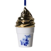 Heinen Delfts blauw Christmas ornament - Delft blue - Gold - Soft ice cream in a tub