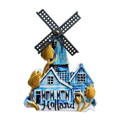 Typisch Hollands Magnet Holland - Mill (rotating) - Blue-Gold