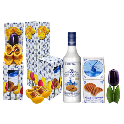 typisch-hollands-geschenkpakket Geschenkdoos 2 traps - Zoete Hollandse lekkernijen - Klompen en Tulp