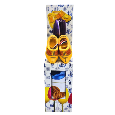 typisch-hollands-geschenkpakket Gift box 2 tiers - Sweet Dutch treats - Clogs and Tulip
