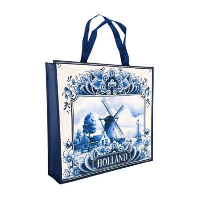 Typisch Hollands Delfts blauwe Shopper Hollands molenlandschap