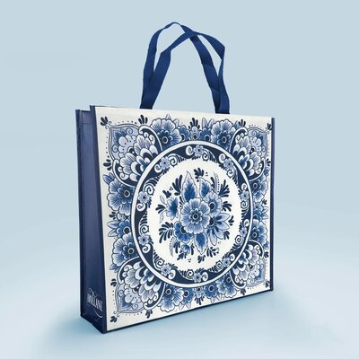 Typisch Hollands Delft blue Shopper with stylish flower decoration