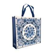 Typisch Hollands Delft blue Shopper with stylish flower decoration