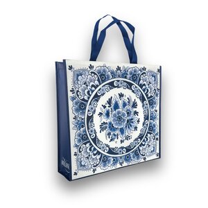 Typisch Hollands Delft blue Shopper with stylish flower decoration