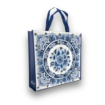 Typisch Hollands Delfter blauer Shopper mit stilvollem Blumendekor