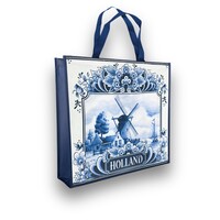Typisch Hollands Delfter Blau Shopper Holländische Mühlenlandschaft
