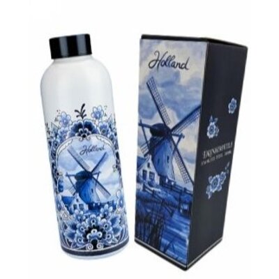 Typisch Hollands Water bottle (insulated bottle) Delft blue - Mill - Holland