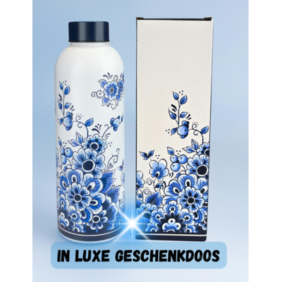 Matix Waterfles (isoleerfles) Delfts blauw - Bloemen