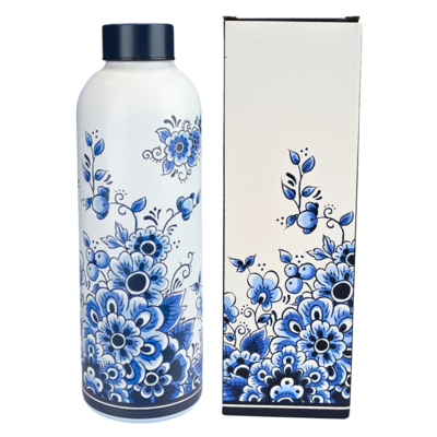 Matix Wasserflasche (Isolierflasche) Delfter Blau - Blumen