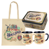 Typisch Hollands Holland-Geschenkset – Spekulatius in Dose, Becher und Beutel in luxuriöser Geschenkbox