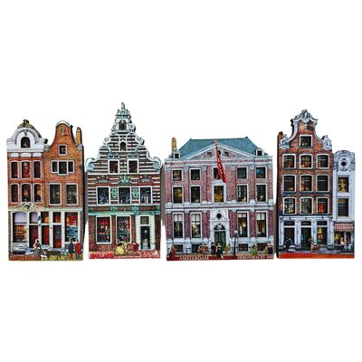Typisch Hollands Set van 4 Gevelpandjes - magneten.
