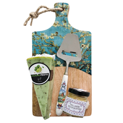 Typisch Hollands Käsegeschenk - Käsebrett aus Holz - Mandelblüte - Vincent van Gogh