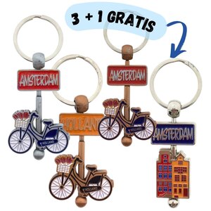 Typisch Hollands Set of 4 Keychains - Amsterdam (3+1 FREE)