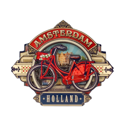 Typisch Hollands XL Magneet Fiets - Amsterdam - Victoriaanse decoratie