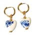 Heinen Delfts blauw Ohrringe Delfter blaue Perle - Herzen