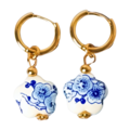 Typisch Hollands Earrings Delft blue flat bead - flower shaped
