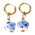 Heinen Delfts blauw Earrings Delft blue flat bead - flower shaped