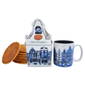 Typisch Hollands Geschenkset Delfter blauer Becher mit Stroopwafels des Hauses.
