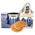 Typisch Hollands Geschenkset mit Delfter-Blau-Tasse und Stroopwafelhaus.