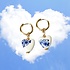 Heinen Delfts blauw Earrings Delft blue bead - Hearts
