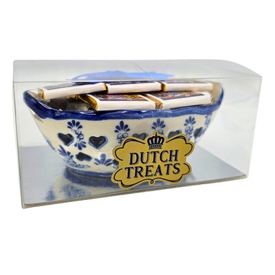 Typisch Hollands Delfter blaue Schale mit Schokolade in einer Geschenkbox