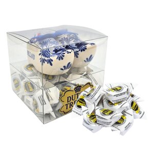 Typisch Hollands Geschenkbox - Delfter Blau-Clogs 8 cm mit Hopfen.