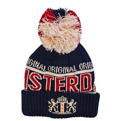 Robin Ruth Fashion Short Hat Amsterdam with Ball - Blue (White and Red)