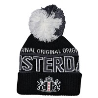 Robin Ruth Fashion Short Hat Amsterdam with Ball - Black - White and gray