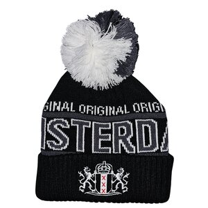 Robin Ruth Fashion Short Hat Amsterdam with Ball - Black - White and gray