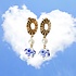 Typisch Hollands Earrings - studs - hearts - Delft blue flowers